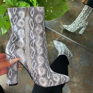 Snakeskin booties